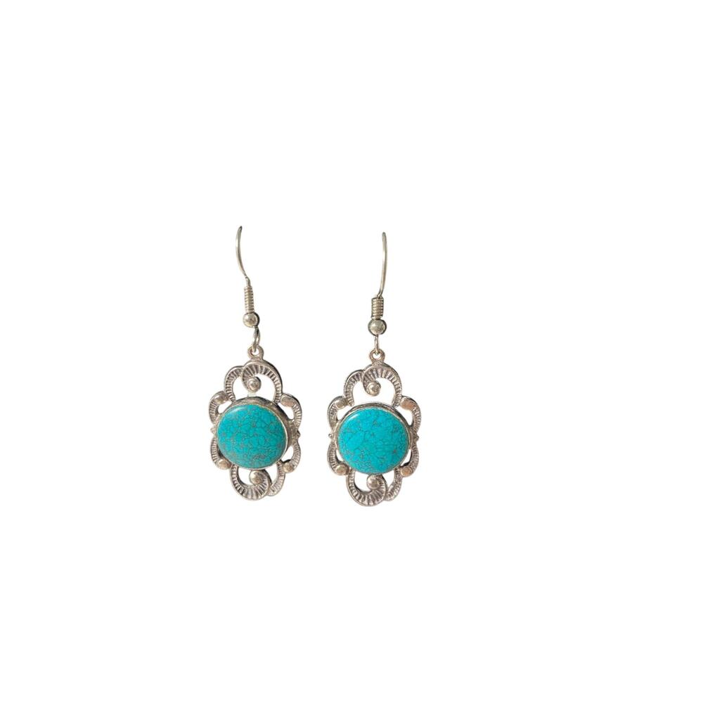 Vintage sterling silver earrings with blue stone